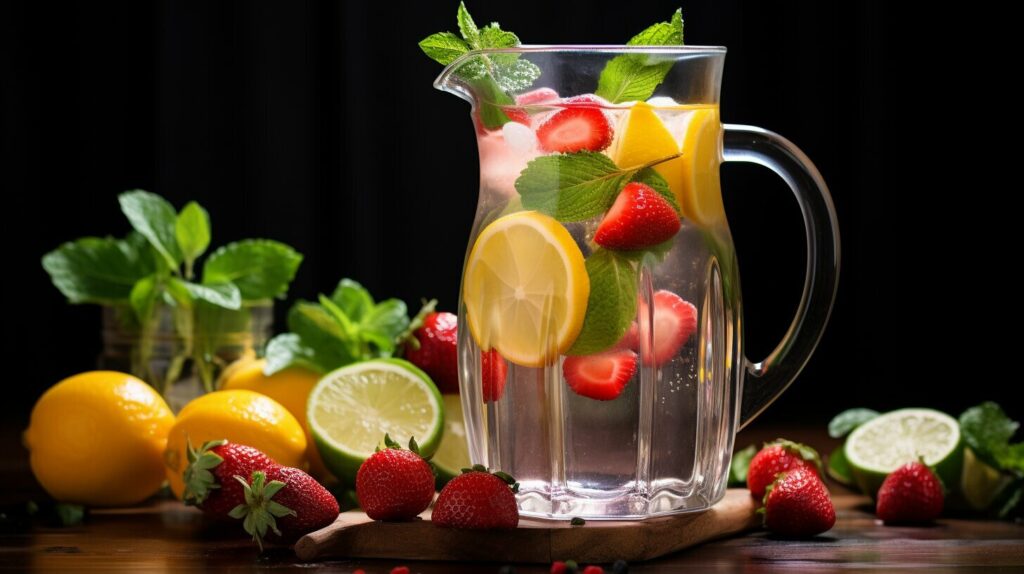 Water-infused fruits and herbs