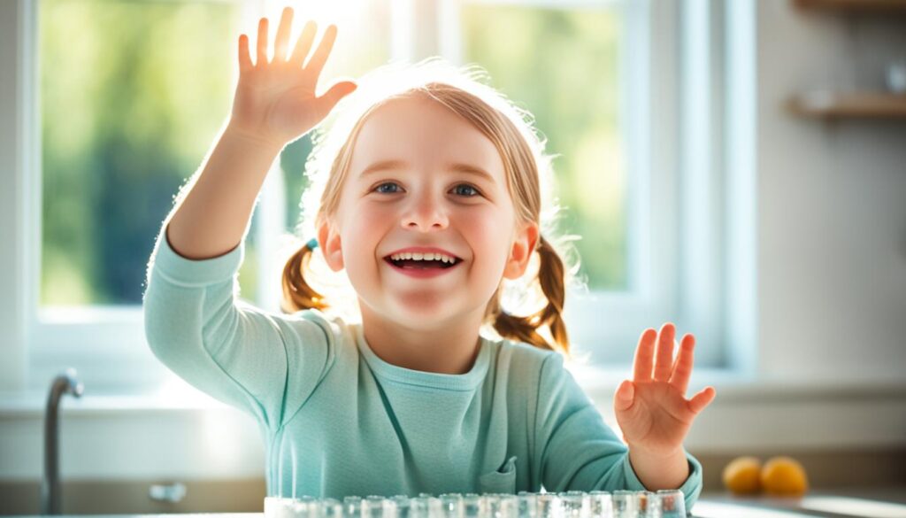 Child enjoying a glass of water