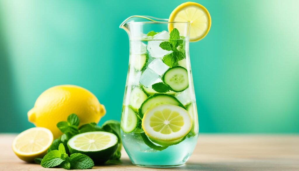 Refreshing homemade detox water with lemon, cucumber, and mint